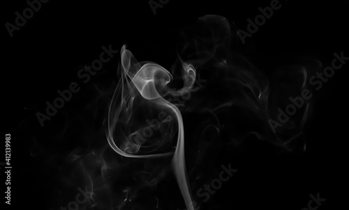 swirling movement of white smoke group, abstract line Isolated on black background