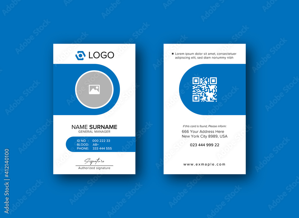 Modern ID Card Template with an author photo place Office Id Card