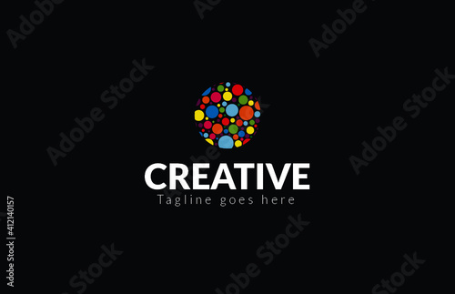 Vector isolated dot print logo design template. Abstract dots symbol. Icon round shape
