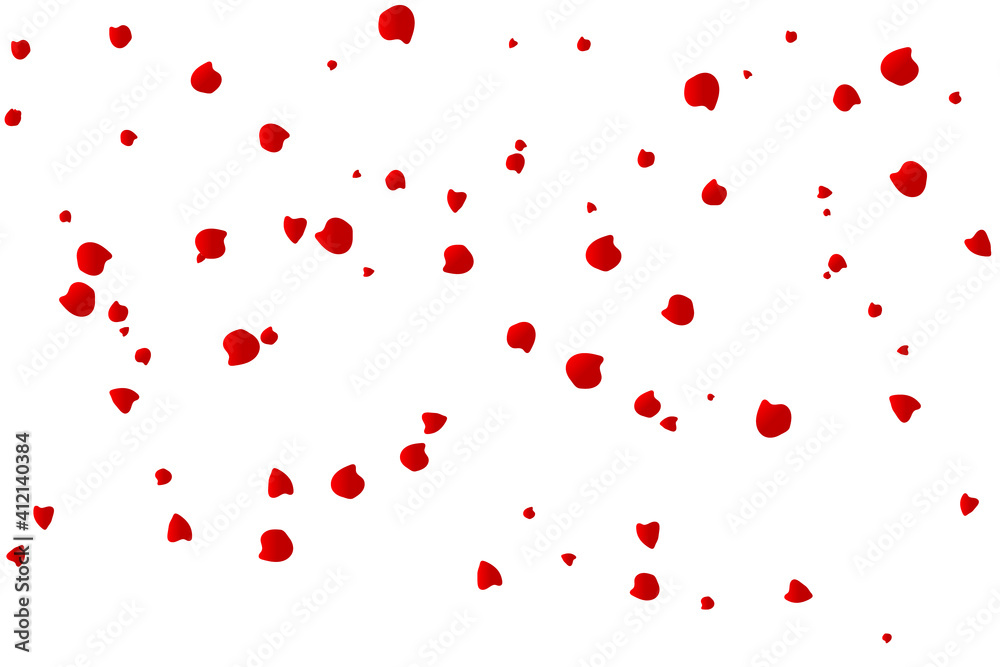 Falling Rose Petals Isolated On White Background. Vector