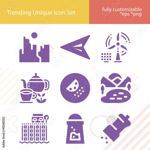Simple set of utah related filled icons.