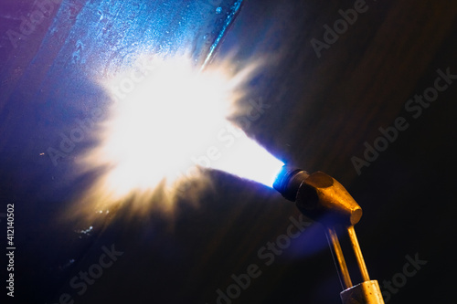 gas burner close up, high energy, industry welding for wind energy