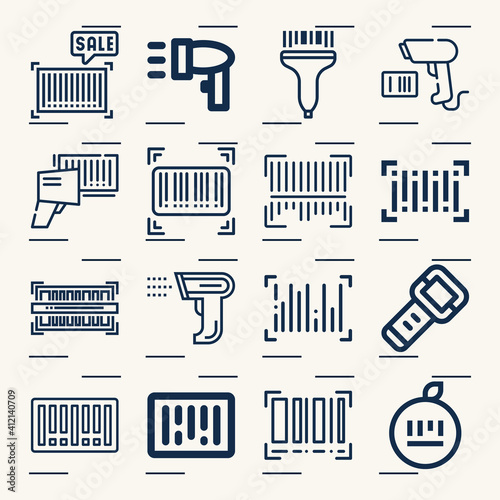 Simple set of barcode related lineal icons.