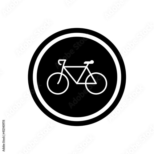 Bicycle Sign Icon, No Cycling Symbol, Bike Lane Indicator on Isolated White Background