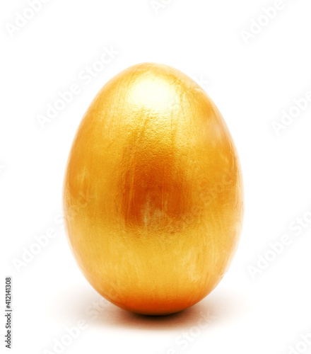 Golden perfect handmade painted easter egg isolated on a white background