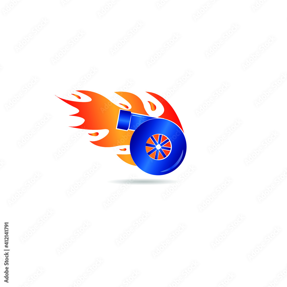 automotive turbo logo. turbo and fire combination design. modern templates
