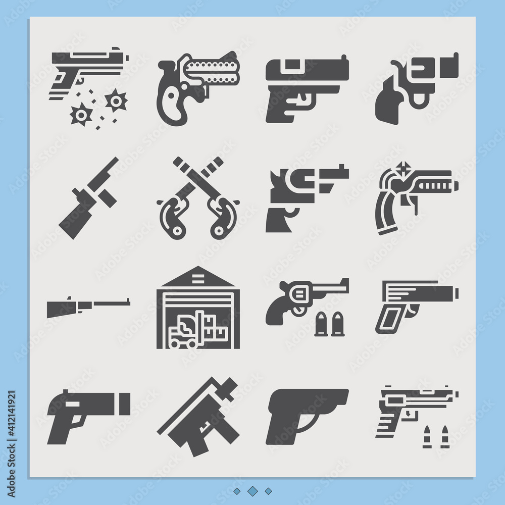 Simple set of side arm related filled icons.