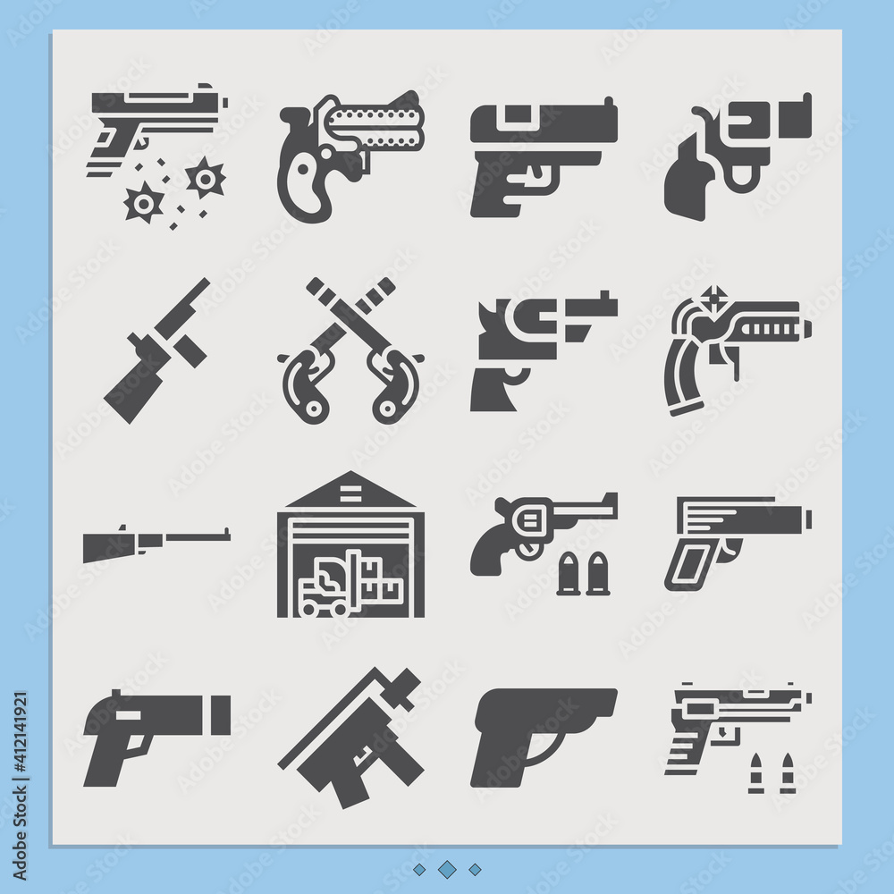 Simple set of side arm related filled icons. Simple set of side arm related filled icons.