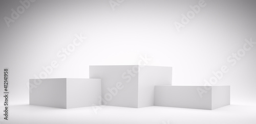 Fototapeta Naklejka Na Ścianę i Meble -  Abstract geometric white winner podium - 3d illustration
