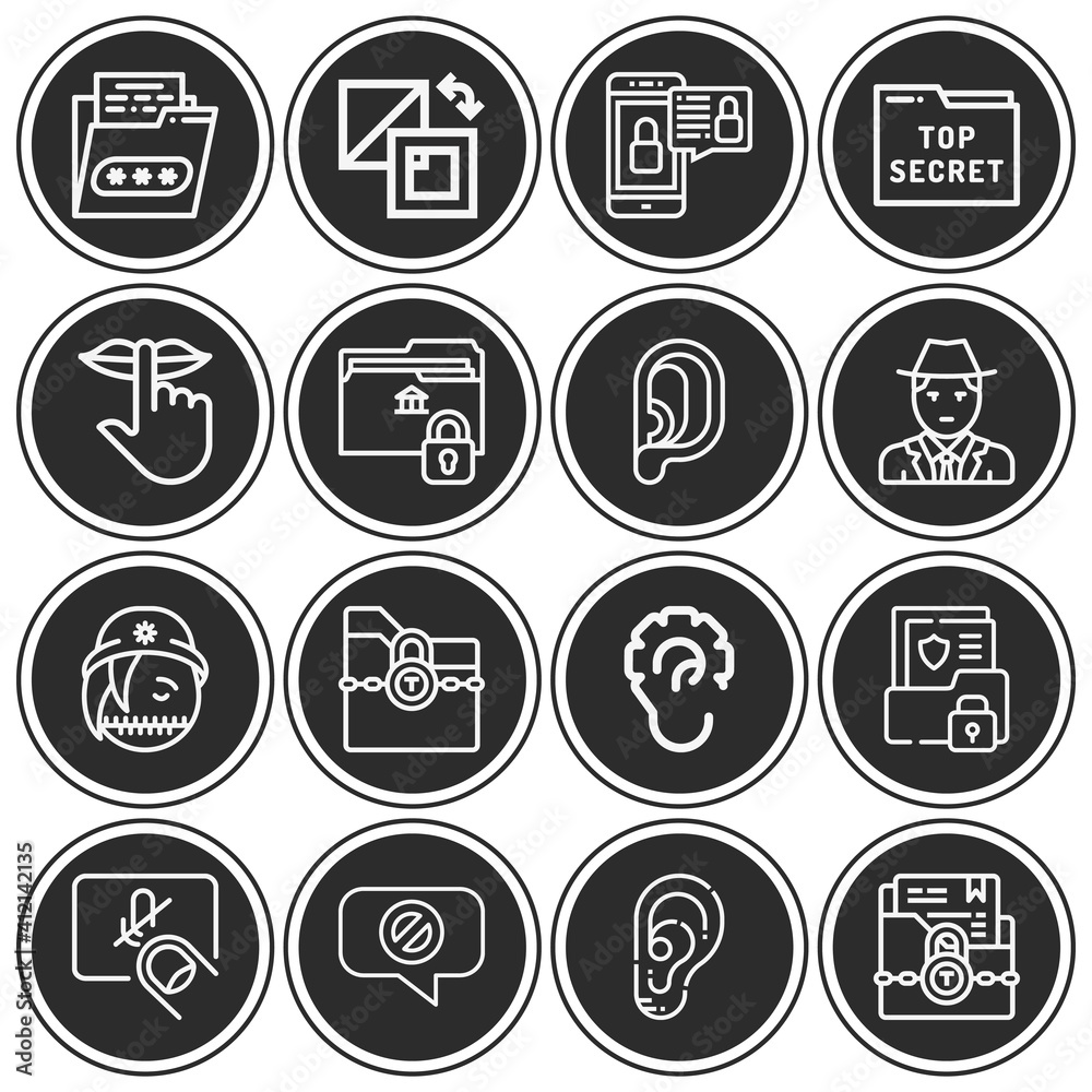 16 pack of silence  lineal web icons set