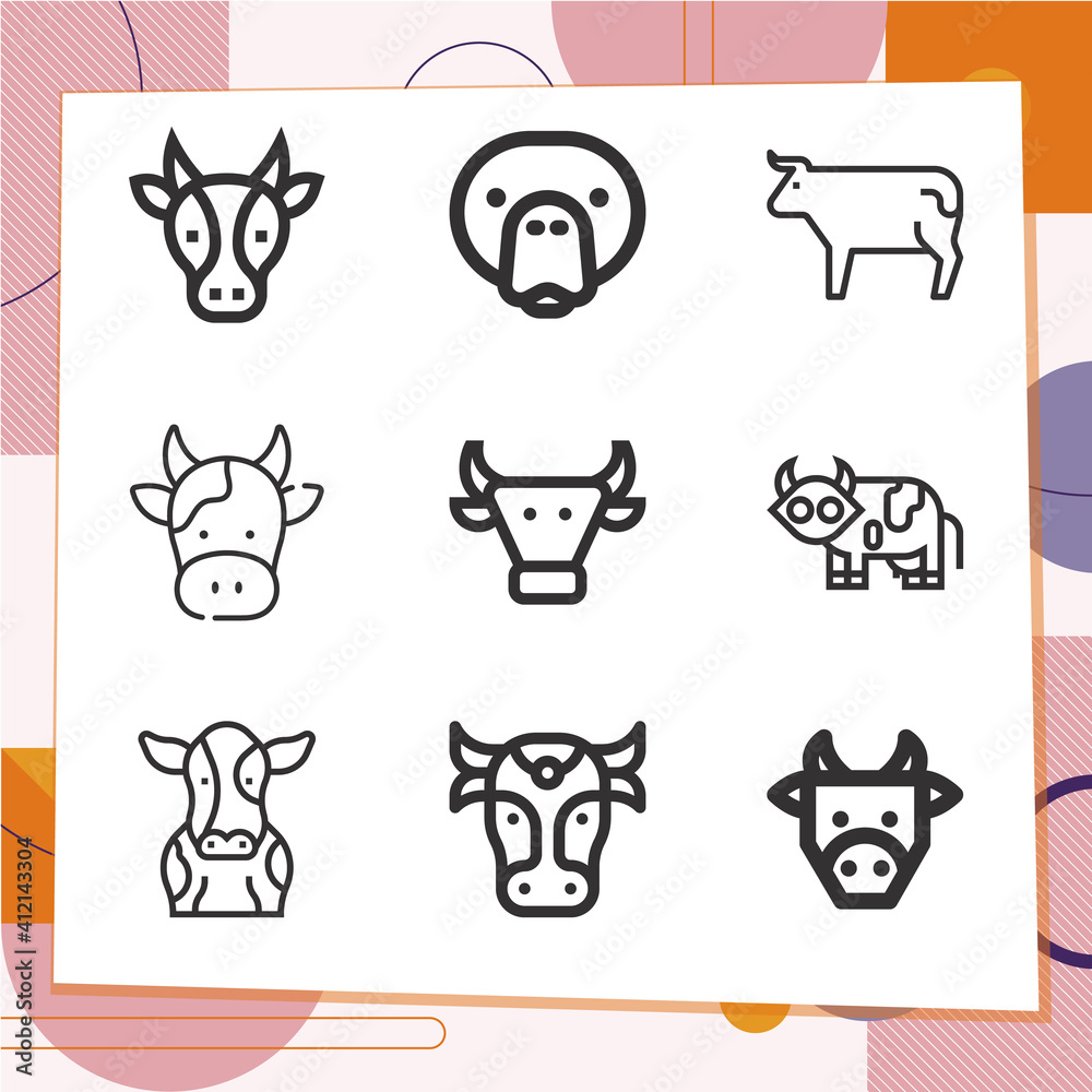 Simple set of 9 icons related to spotted