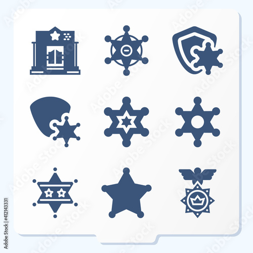 Simple set of 9 icons related to deputies