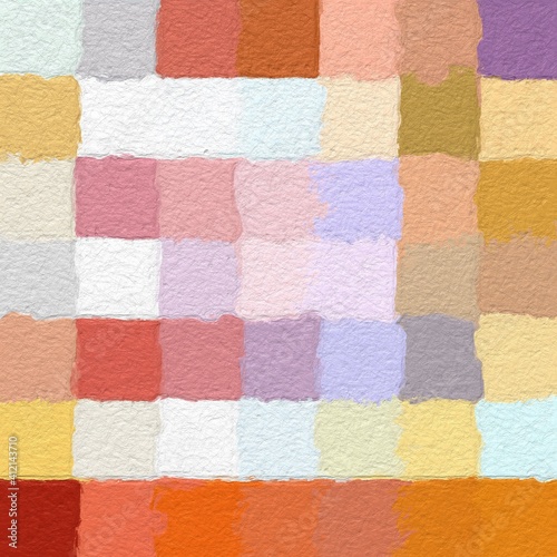 colorful abstract mosaic with a rough texture background. Sweet color square pattern background. Picture for creative wallpaper or design art work. Backdrop have copy space for text.