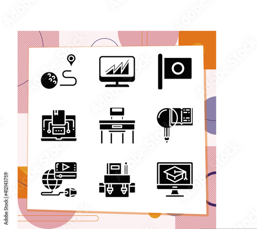 Simple set of 9 icons related to naturally