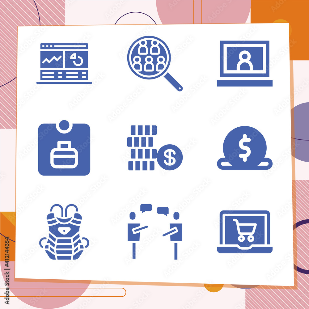 Simple set of 9 icons related to fortune Simple set of 9 icons related to fortune