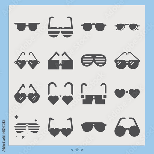 Simple set of sunglasses related filled icons.
