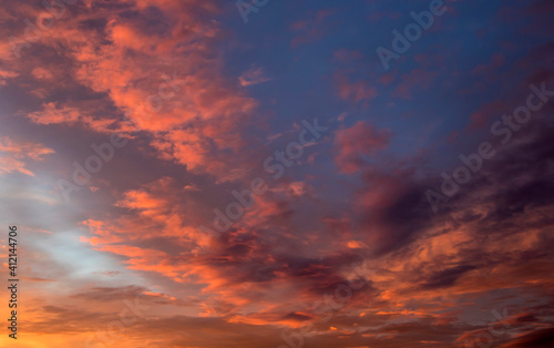 Clouds at sunset, amazing sky, nature background © yauhenka