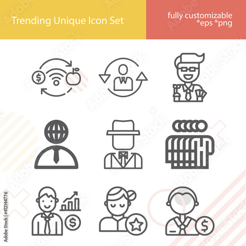 Simple set of trader related lineal icons.
