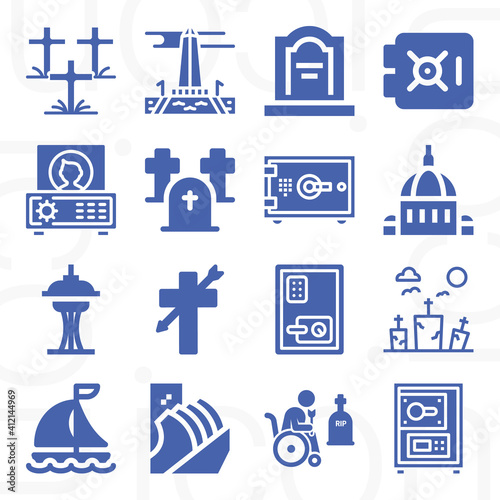 16 pack of burial chamber  filled web icons set