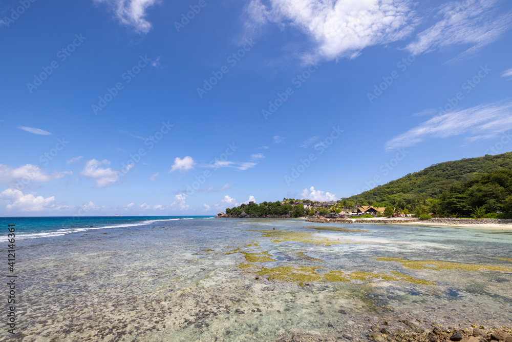 Beach views from the eastern side of La Digue in the Seychelles