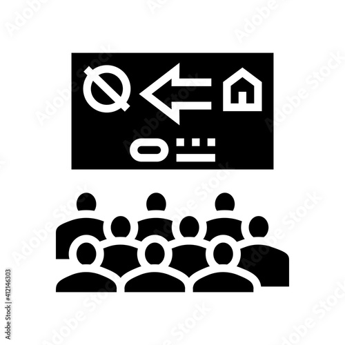 colonization presentation meeting glyph icon vector. colonization presentation meeting sign. isolated contour symbol black illustration