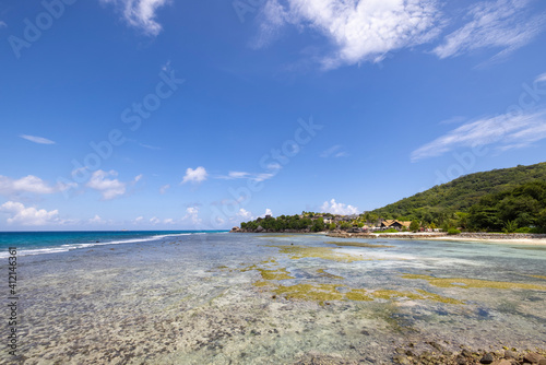 Beach views from the eastern side of La Digue in the Seychelles
