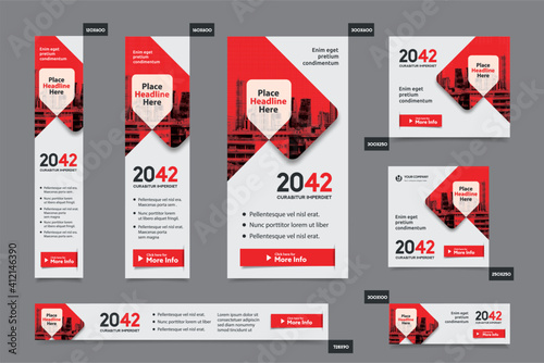 City Background Corporate Web Banner Template in multiple sizes. Easy to adapt to Brochure, Annual Report, Magazine, Poster, Corporate Advertising media, Flyer, Website.