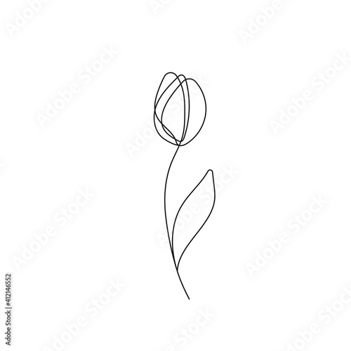 Tulip Line Art Drawing. Abstract Flower. Botanical Minimalist Trendy Contemporary Design Perfect for Wall Art, Prints, Social Media, Posters, Invitations, Branding Design.