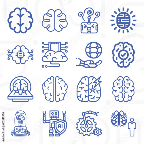 16 pack of psyche  lineal web icons set
