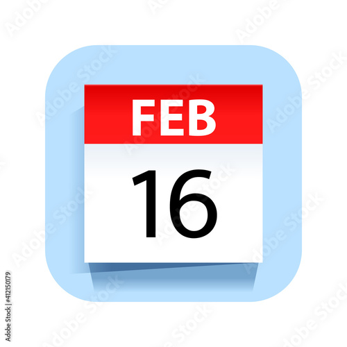 February 16. Calendar Icon. Vector Illustration.