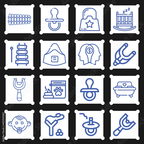 16 pack of fall flat  lineal web icons set