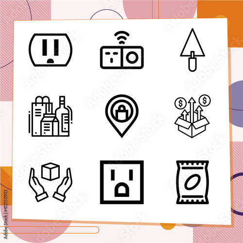 Simple set of 9 icons related to retail store