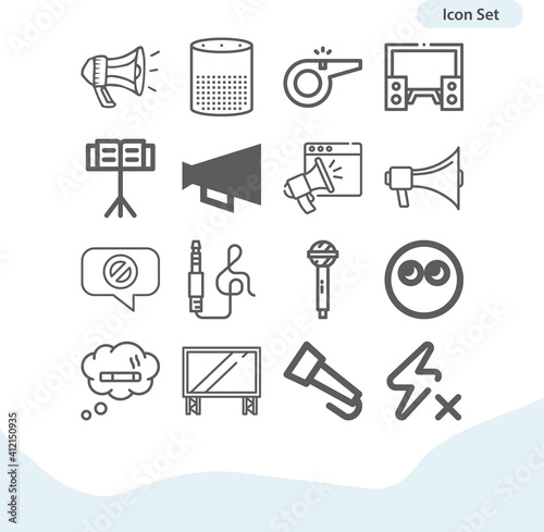 Simple set of loud related lineal icons.