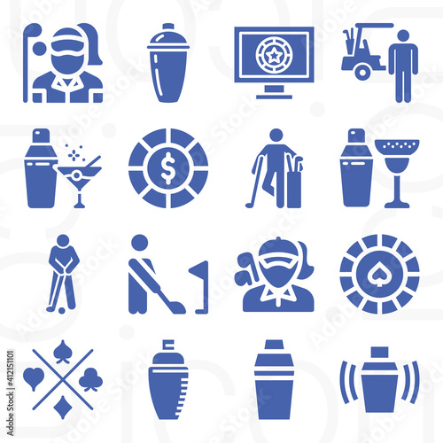 16 pack of golf head  filled web icons set