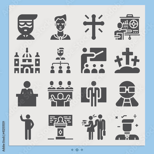 Simple set of missionary related filled icons.