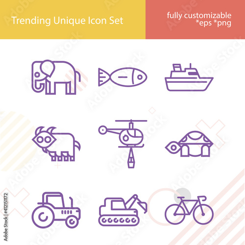 Simple set of confronting related lineal icons.