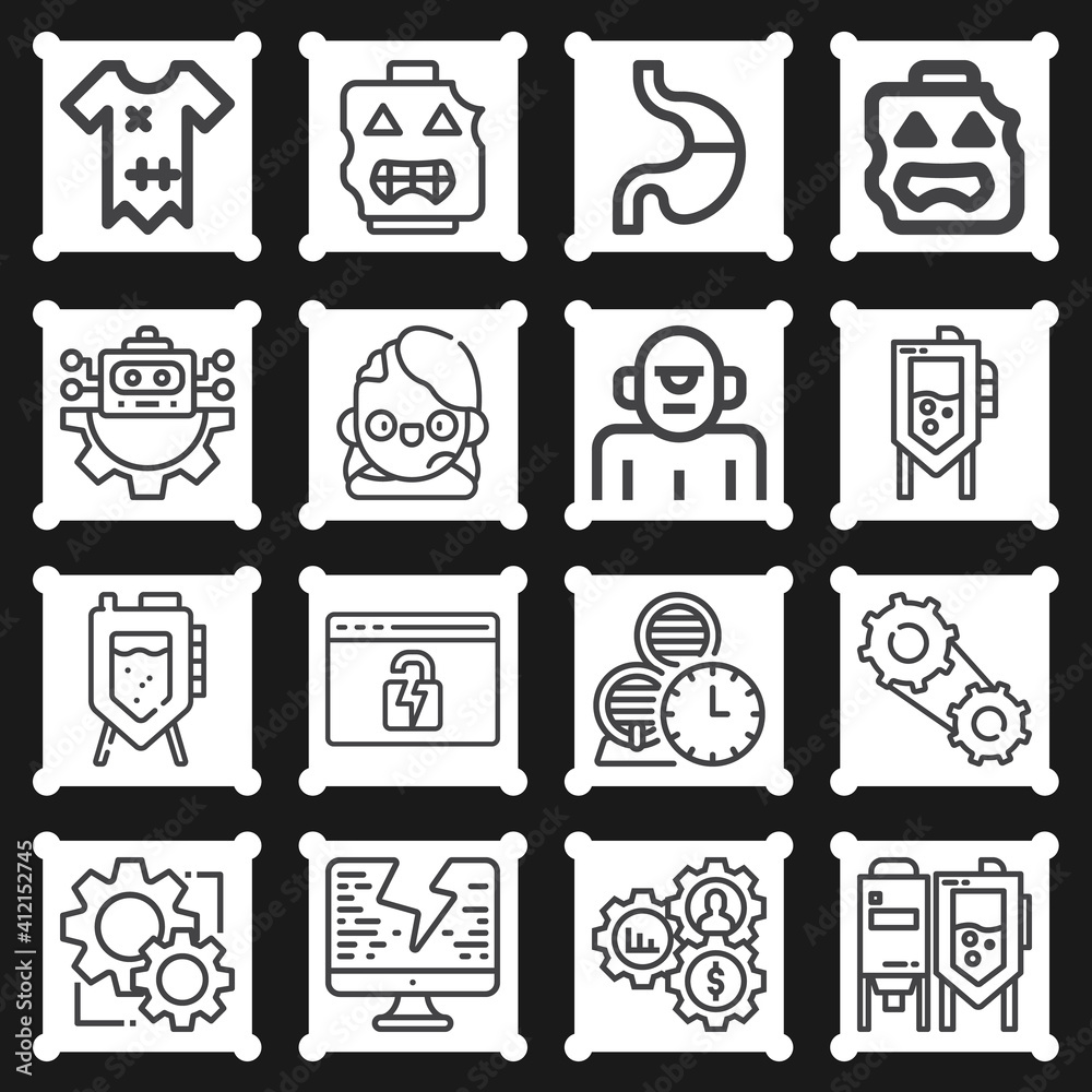 16 pack of chemical action  lineal web icons set