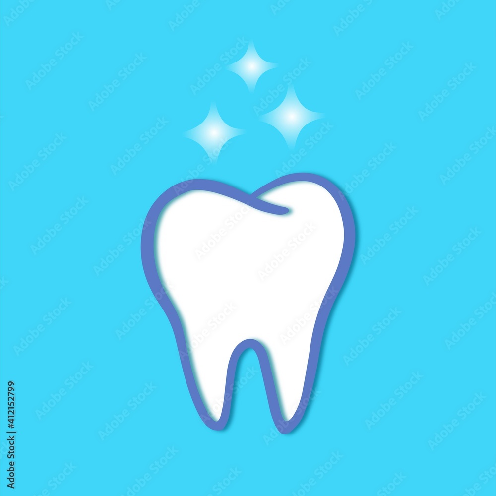 Simple colorful logo, shining tooth. Healthy and clean. Logo for dentistry.