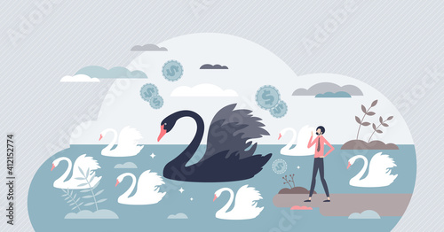 Black swan outlier as negative global financial effect tiny person concept