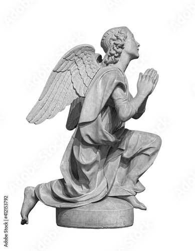Konstfotografi Angel statue isolated on white background