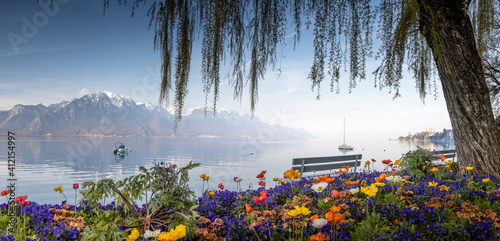 Early morning view across Lake Geneva