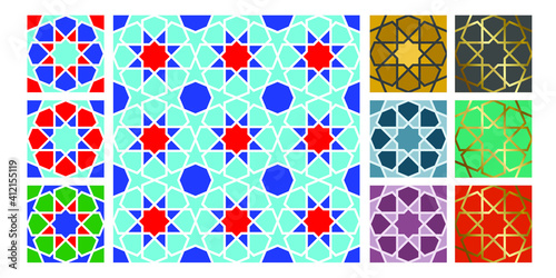 Ottoman star motifs. Sacred geometry, star vector illustration. Eight sided geometric.