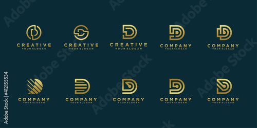 Set of creative monogram letter d logo design template with circle style Premium Vector
