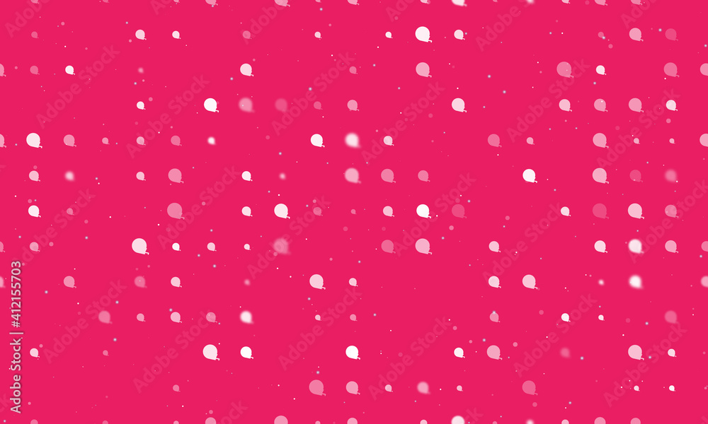 Seamless background pattern of evenly spaced white tape measure symbols of different sizes and opacity. Vector illustration on pink background with stars Seamless background pattern of evenly spaced white tape measure symbols of different sizes and opacity. Vector illustration on pink background with stars
