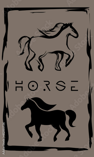 drawing of horse in primitive ancient style, year of horse