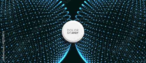 Two touching spheres consisting of points. Global digital connections. Abstract 3d glowing grid design in technology style. Vector illustration.