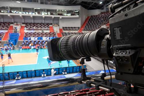 Professional TV at the volleyball . volleyball Match Camera.