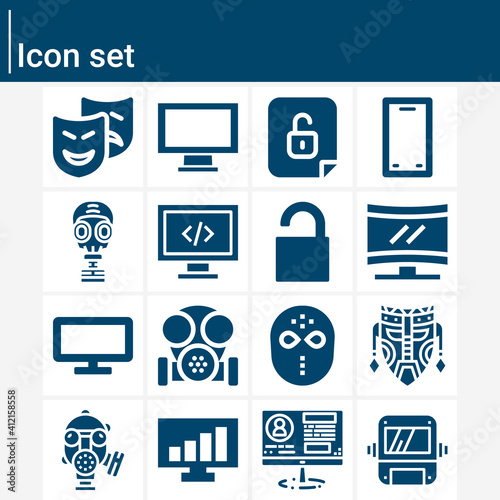 Simple set of block out related filled icons.