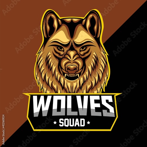 Wolf mascot logo design for esport and sport team or business, brand. 