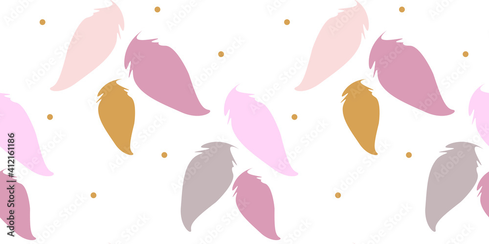Naklejka premium Seamless pattern with colorful hand drawn feathers. Abstract background in boho style. Great for fabrics, textiles, apparel. Vector illustration